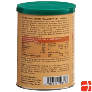 Spirulina Flamant Vert + Acerola (Vitamin C) Tabl 500 mg 1000 St