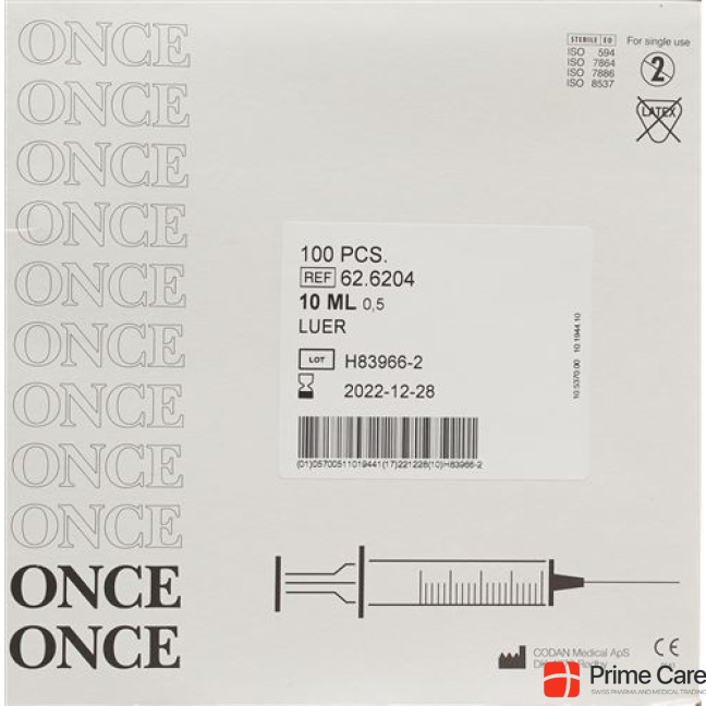 Once Disposable Syringe 10ml Luer 100 pcs.