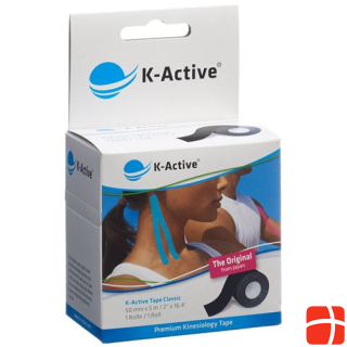 K-Active Kinesiology Tape Classic 5cmx5m black water repellent