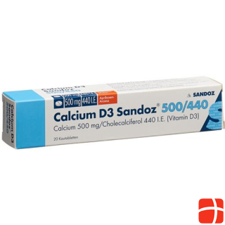 Calcium D3 Sandoz Chewable 500/440 Apricot 20 Capsules