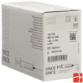 Once Disposable Syringe Insulin Luer without Needle 100 x 0.5 ml
