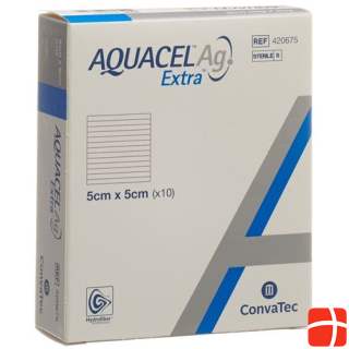 AQUACEL Ag Extra Hydrofiber Bandage 5x5cm 10 pcs.