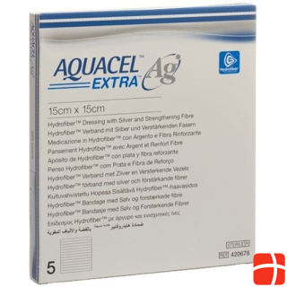 AQUACEL Ag Extra Hydrofiber Bandage 15x15cm 5 pcs.