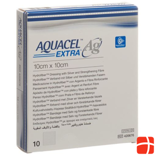AQUACEL Ag Extra Hydrofiber Bandage 10x10cm 10 pcs.