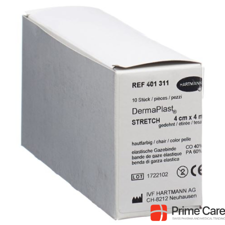 Dermaplast STRETCH elastic gauze bandage 4cmx4m skin colored 10 pcs.