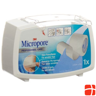 3M Micropore Fleece Adhesive Plaster with Dispenser 25mmx5m white