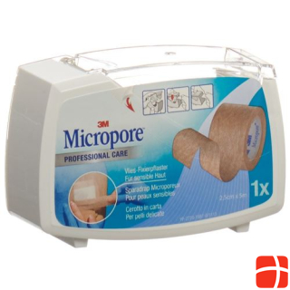 3M Micropore fleece adhesive plaster with dispenser 25mmx5m skin colored
