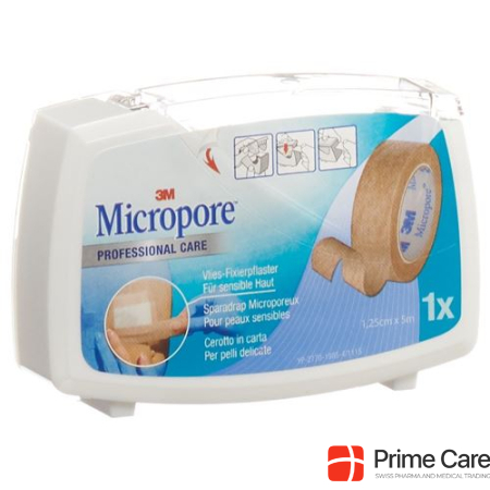 3M Micropore fleece adhesive plaster with dispenser 12.5mmx5m skin color