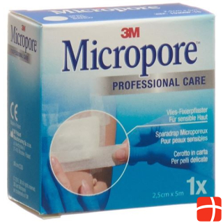 3M Micropore non-woven adhesive plaster without dispenser 25mmx5m white ref