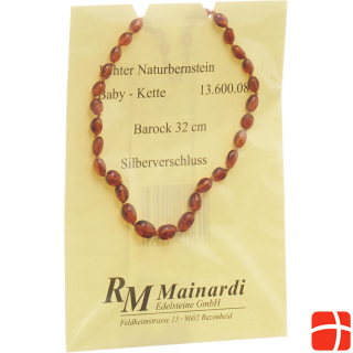 Mainardi Natural Amber 32cm Baroque Silver Clasp Amber Necklace
