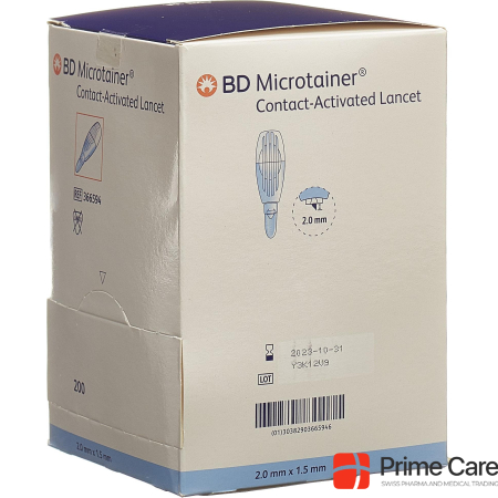 BD contact activated lancet for capillary blood collection 1.5x2mm blue