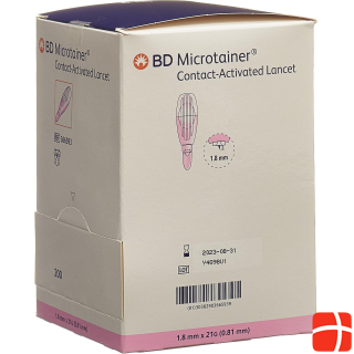 BD contact activated lancet for capillary blood collection 21Gx1.8mm pink