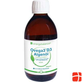 Energybalance Ovega3 D3 Algae Oil 500mg DHA+EPA with 2.5µg Vitamin D3 Organic Lemon Flavour