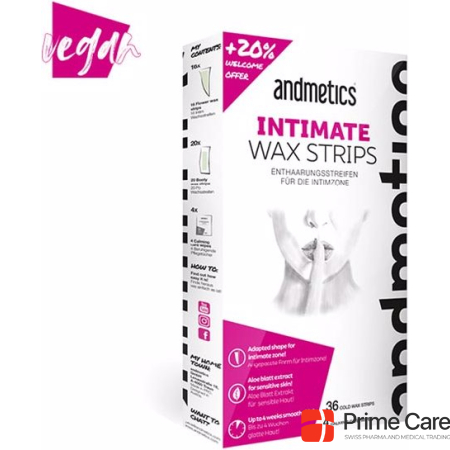 Andmetics Intimate Wax Strips Depilatory Strips 36 Per Pack
