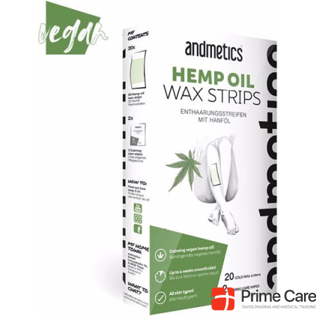 Andmetics Hemp Oil Wax Strips Depilatory Strips 20 Per Pack