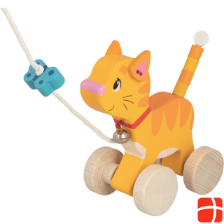 Goki pull-along toy pulling animal cat