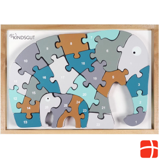 Kindsgut Wooden puzzle ABC and 1.2.3 elephant colorful