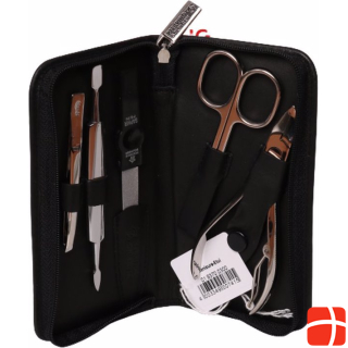 Pfeilring Manicure case black 5-piece nickel filling with cuticle nippers, nappa leather