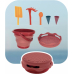 Schildkröt Sand Toys folding bucket set red 9x22 cm, 7 parts, bucket 3l, sieve, accessories, from 18 months