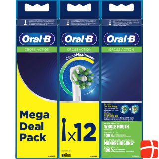 Oral-B CrossAction Brush Head with CleanMaximiser, 12 Counts