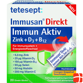 Tetesept Immusan Direct Immune Active Zinc+D3+B12 20 Direct Sticks