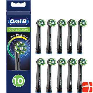 Oral-B CrossAction Brush Head Black with CleanMaximiser, 10 Counts