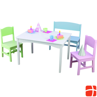 KidKraft Nantucket table with bench and 2 chairs - pastel