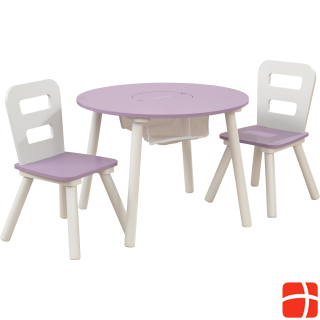 KidKraft Round table with storage compartment and chairs - lavender