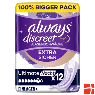 Always Discreet Incontinence Pads Plus Ultimate Night 12 pieces