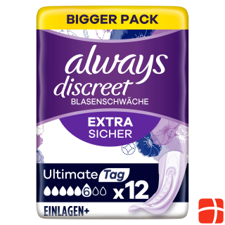Always Discreet Incontinence Pads Plus Ultimate Day 12 pieces