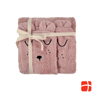 Alvi Baby Полотенце с капюшоном и рукавичка для мытья лица розовый