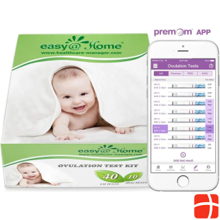 Premom Easy@Home 40 Ovulation(LH) and 10 Pregnancy(HCG) Test Strips Combo Kit