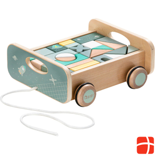 Howa Pull-along trolley with 25 wooden blocks 