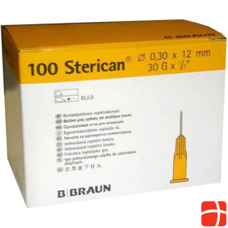 B.Braun Needle 30G 0.30 x 12mm yellow Luer, 100 pieces