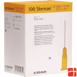 B.Braun Needle 20G 0.90 x 70mm yellow Luer, 100 pieces