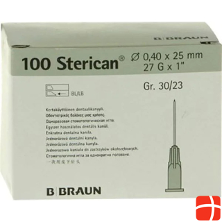 B.Braun Needle Dent 27G 0.4 x 25mm grey Luer, 100 pieces