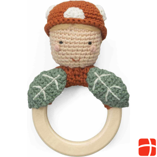 Sebra Crochet Rattle on Wooden Ring, Pixie
