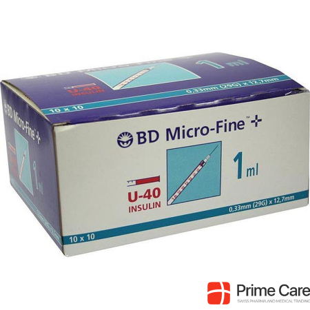 BD + U40 Insulin Syringes, 12.7 x 0.33 mm