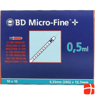 BD + U100 Insulin Syringes 12.7 x 0.33 mm