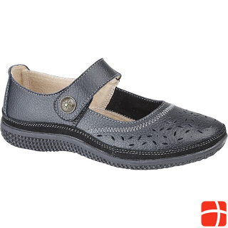 Boulevard Summer Mary Jane Shoes With Hole Pattern And Velcro Wide Fit