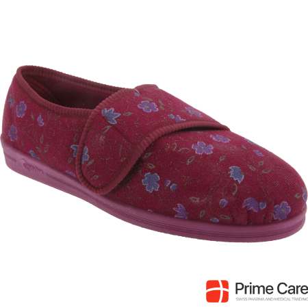 Comfylux Sally Slippers Slippers With Floral Pattern And Velcro Closure Extra Wide Fit