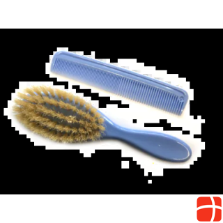 Herba Baby brush with comb, boar bristles, blue