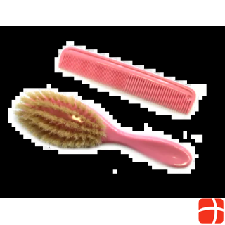 Herba Baby brush with comb, boar bristles, pink
