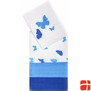 Makian Gauze cloth set of 4 80 x 80 cm blue and white butterfly