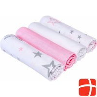 Makian Gauze cloth set of 4 80 x 80 cm Pink and white stars