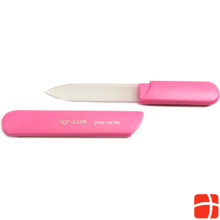 Herba Glass nail file with protective cap, pink, 13 cm