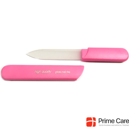 Herba Glass nail file with protective cap, pink, 13 cm