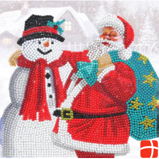Craft Buddy Santa Snowman, 18x18cm Crystal Art Card