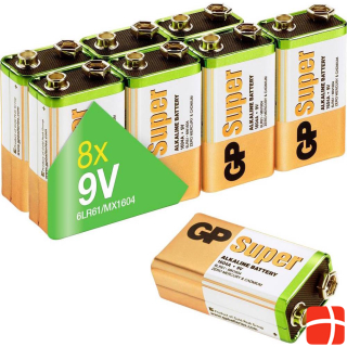 GP Batteries 9 V Battery Super Alkaline Batteries 9V , 8er