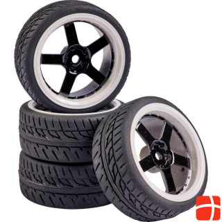 Carson Complete wheels 1:10 wheel set 5 sp. design (4) black / white.